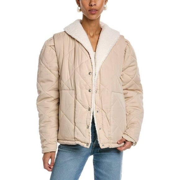 NWOT Blank NYC Women’s Quilted Jacket Sherpa, XS, Beige #444 - Picture 1 of 12